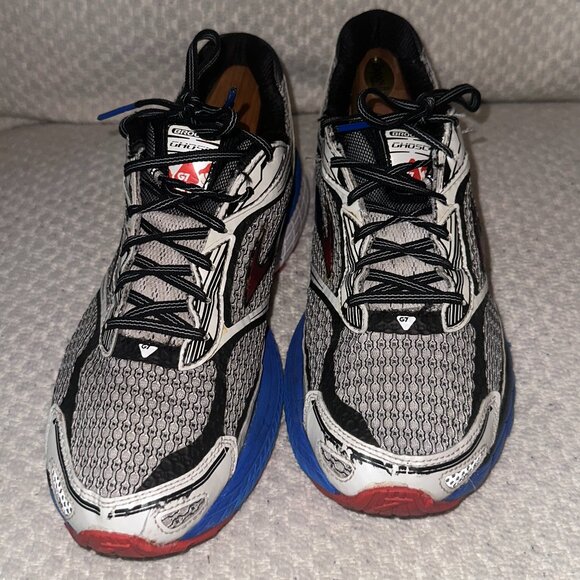 Brooks Ghost 7 Men's Running Shoes - Size 11.5 - Blue, Red & White - Picture 1 of 11